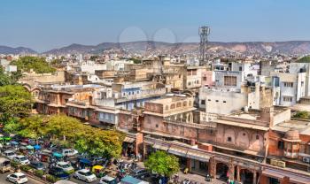 Cityscape of the old town of Jaipur - Rajasthan, India