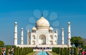 The Taj Mahal, a UNESCO world heritage site and the most famous monument in India. Agra city in Uttar Pradesh State