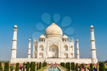 The Taj Mahal, a UNESCO world heritage site and the most famous monument in India. Agra city in Uttar Pradesh State