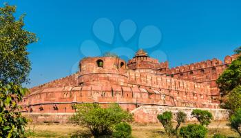 Delhi Gate of Agra Fort. UNESCO world heritage site in Uttar Pradesh, India