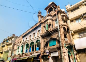 Historic mosque at Main Bazaar Road in Delhi, the capital of India
