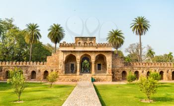 Entrance of Isa Khan Tomb at the Humayun Tomb Complex in Delhi - India