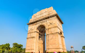 The India Gate, an important war memorial in New Delhi, India