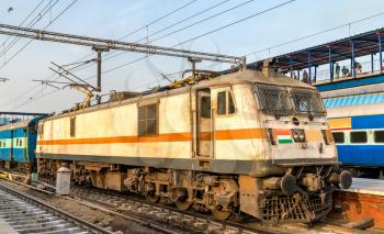 Electric Locomotive at New Delhi Railway Station. The capital of India