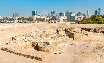 Ancient ruins at Bahrain Fort. A UNESCO World Heritage Site in the Middle East