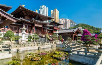 Chi Lin Nunnery, a large Buddhist temple complex in Hong Kong - China