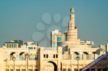Skyline of Souq Waqif with Islamic Cultural Center in Doha, the capital of Qatar