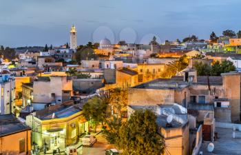 Night skyline of El Kef, a city in northwestern Tunisia. Northern Africa