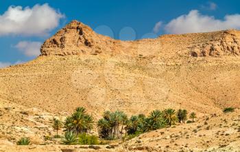 Arid landscape near Chenini in Tataouine Governorate, South Tunisia