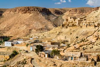 View of Chenini, a fortified Berber village in Tataouine Governorate, South Tunisia. Africa