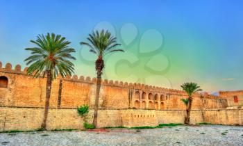 Defensive walls of Medina of Sousse. A UNESCO World Heritage Site in Tunisia.
