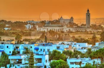 View of Sidi Bou Said and Carthage near Tunis in Tunisia