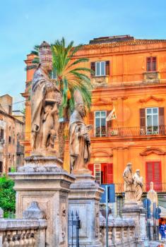 Statues of saints near the Cathedral in Palermo - Sicily, Italy