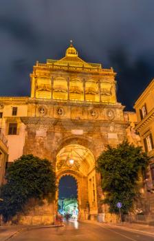 Porta Nuova, a monumental city gate of Palermo - Sicily, Italy