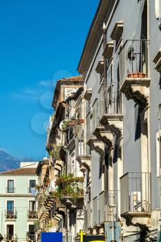 Architectural details of Catania, a city in Sicily, Southern Italy