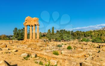The Temple of Castor and Pollux at the Valley of the Temples in Agrigento - Sicily, southern Italy