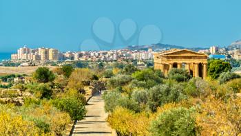 Panorama of the Valley of the Temples, a UNESCO World Heritage Site at Agrigento - Sicily, Italy