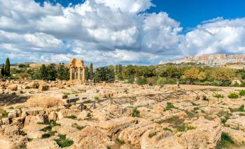 The Temple of Castor and Pollux at the Valley of the Temples in Agrigento - Sicily, southern Italy