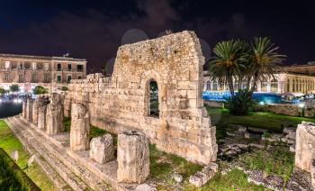 The Temple of Apollo, an ancient Greek monument in Syracuse - Sicily, Italy