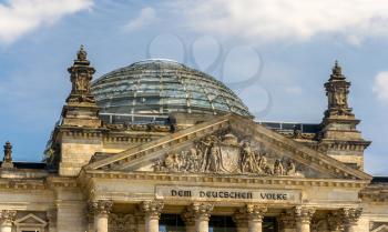 Close-up view of Reichstag building - Berlin, Germany
