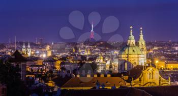 View of night Prague from Hradcany 