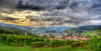 View of Andlau village in Vosges mountains - Alsace, France