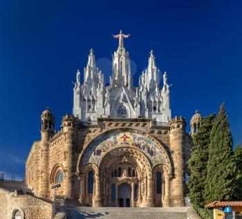 Temple Expiatori del Sagrat Cor on Tibidabo mountain in Barcelona, Spain