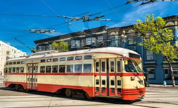 Old city tram in San Francisco - California, United States