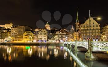 Old town of Zurich at night - Switzerland