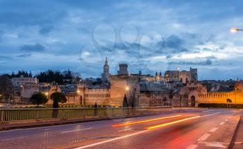 View of medieval town Avignon at morning, UNESCO world heritage