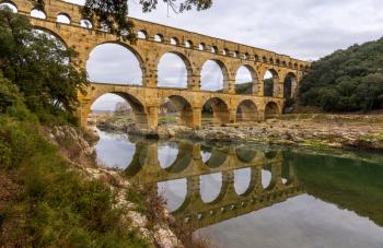 Pont du Gard, ancient Roman aqueduct, UNESCO site in France