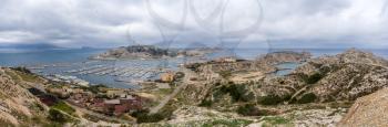Panorama of Frioul archipelago in Mediterranean sea near Marseille, France