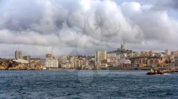View of Marseille from Mediterranean Sea - France
