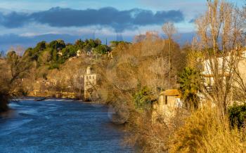 View from Beziers to the river Orb - France