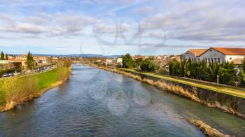 The Aude river in Carcassonne - France