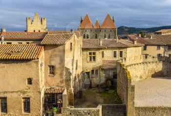 Inside the fortified city of Carcassonne - France
