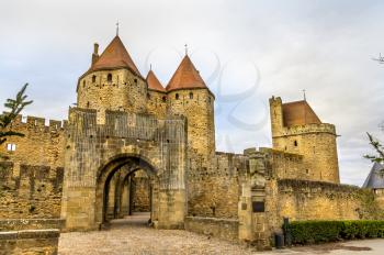 Entrance to the Cite de Carcassonne, a medieval citadel in France