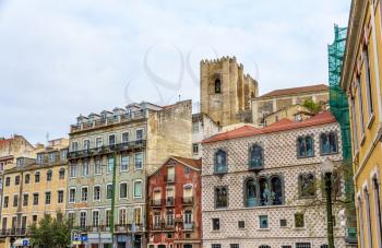 Buildings in the city center of Lisbon - Portugal