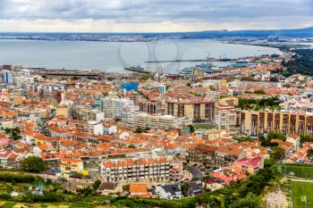 View of Almada city near Lisbon - Portugal