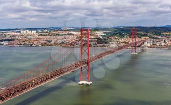 View on The 25 de Abril Bridge - Lisbon, Portugal