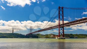 View of the 25 de Abril Bridge - Lisbon, Portugal