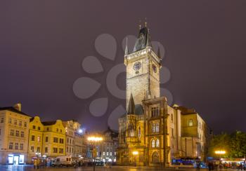 Prague town hall on spring night - Cheque