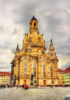 Martin Luther Monument and Frauenkirche in Dresden, Germany