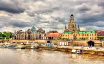 View of Dresden from the bank of the Elbe river - Germany