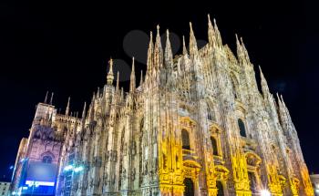 Night view of Milan Cathedral -  Italy, Lombardy