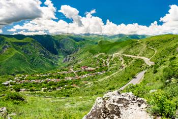 Vorotan river canyon at Halidzor village on the way to Tatev in Armenia
