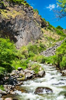 The Azat river and basalt column formations in the Garni Gorge, Armenia