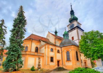 St. Martin church with its tower in Trebic - Moravia, Czech Republic