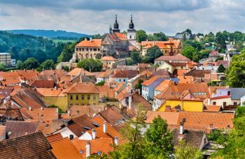 Panorama of Trebic, a UNESCO world heritage site in Moravia, Czech Republic