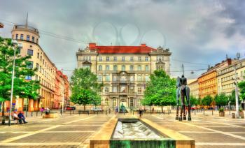Brno, Czech Republic - July 16, 2017: Moravske Namesti, a square in the old town of Brno.